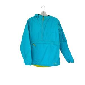 L.L. Bean Women's Blue Yellow Anorak Quarter Zip Nylon Windbreaker Jacket Size M